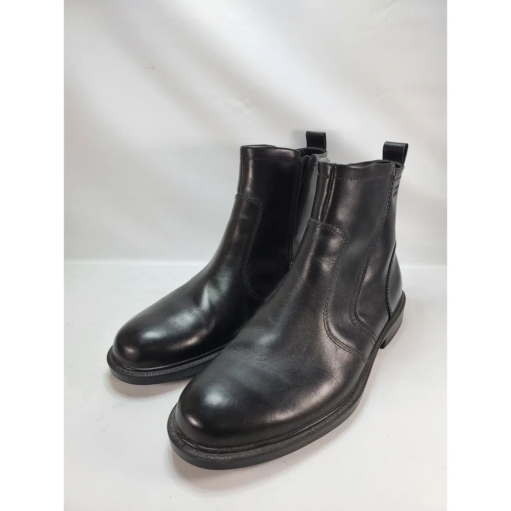 ECCO Chelsea Boots Mens 43 Black Leather‎ Waterproof Side Zip Gore-Tex